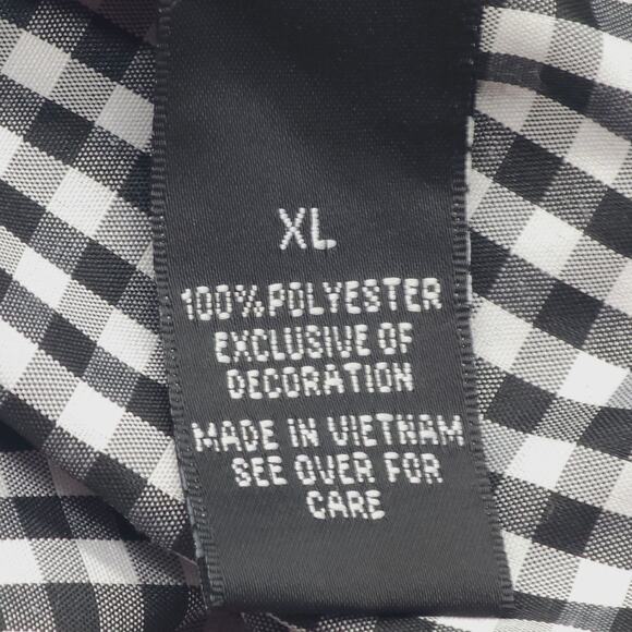 ALYX Blouse Womens XL White Black Split Bell Sleeve Checker Floral - Picture 7 of 12